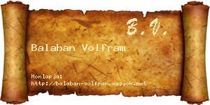 Balaban Volfram névjegykártya